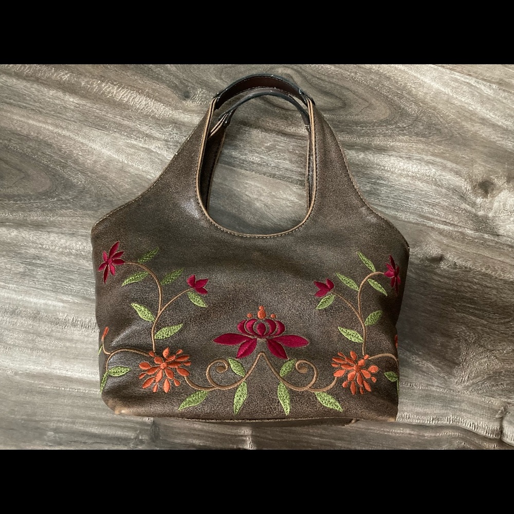 Nine West leather handbag with embroidery